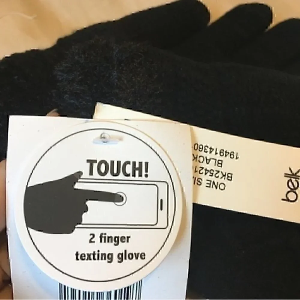 Warm fuzzy Black texting gloves